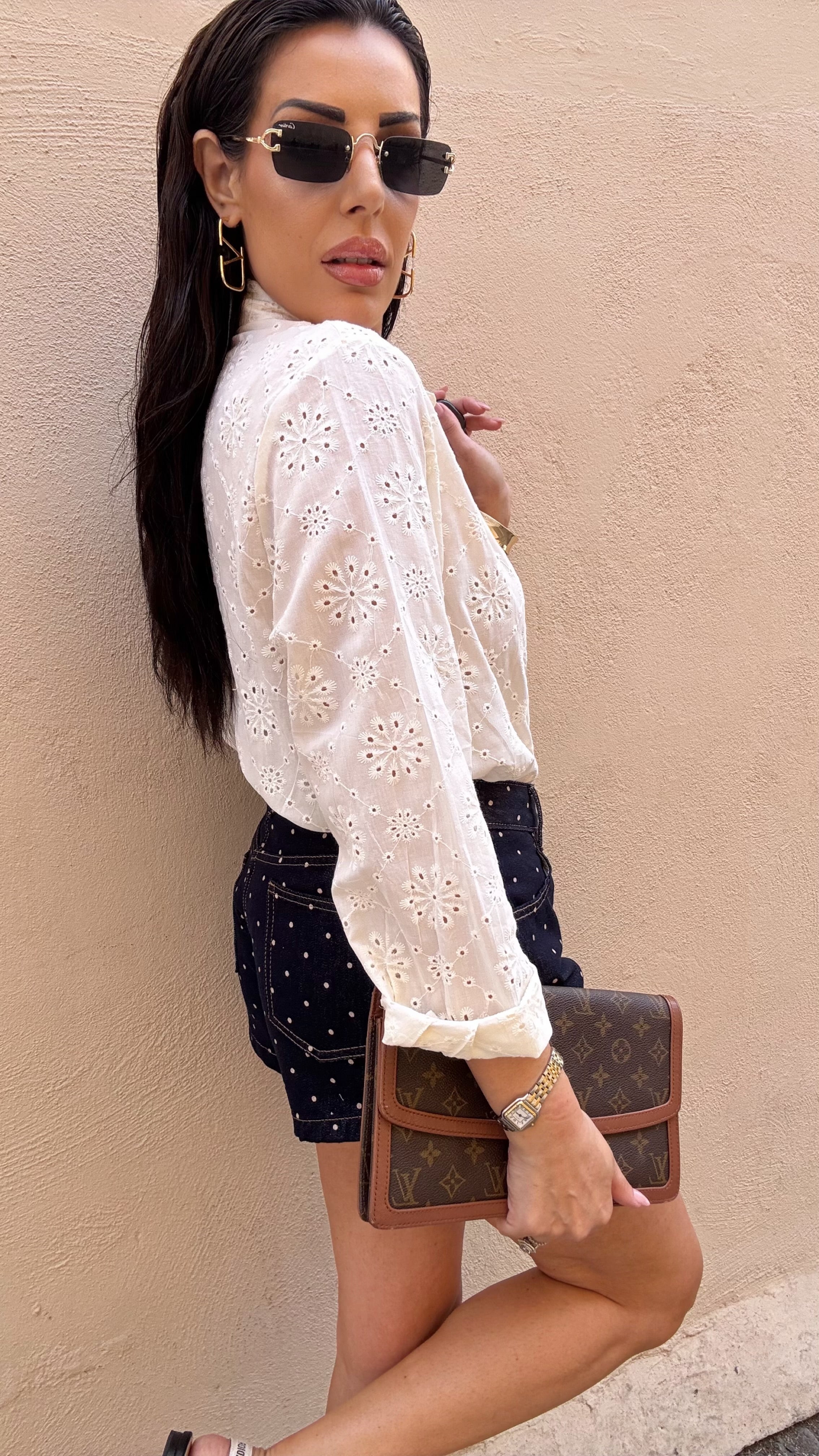 Shorts denim pois