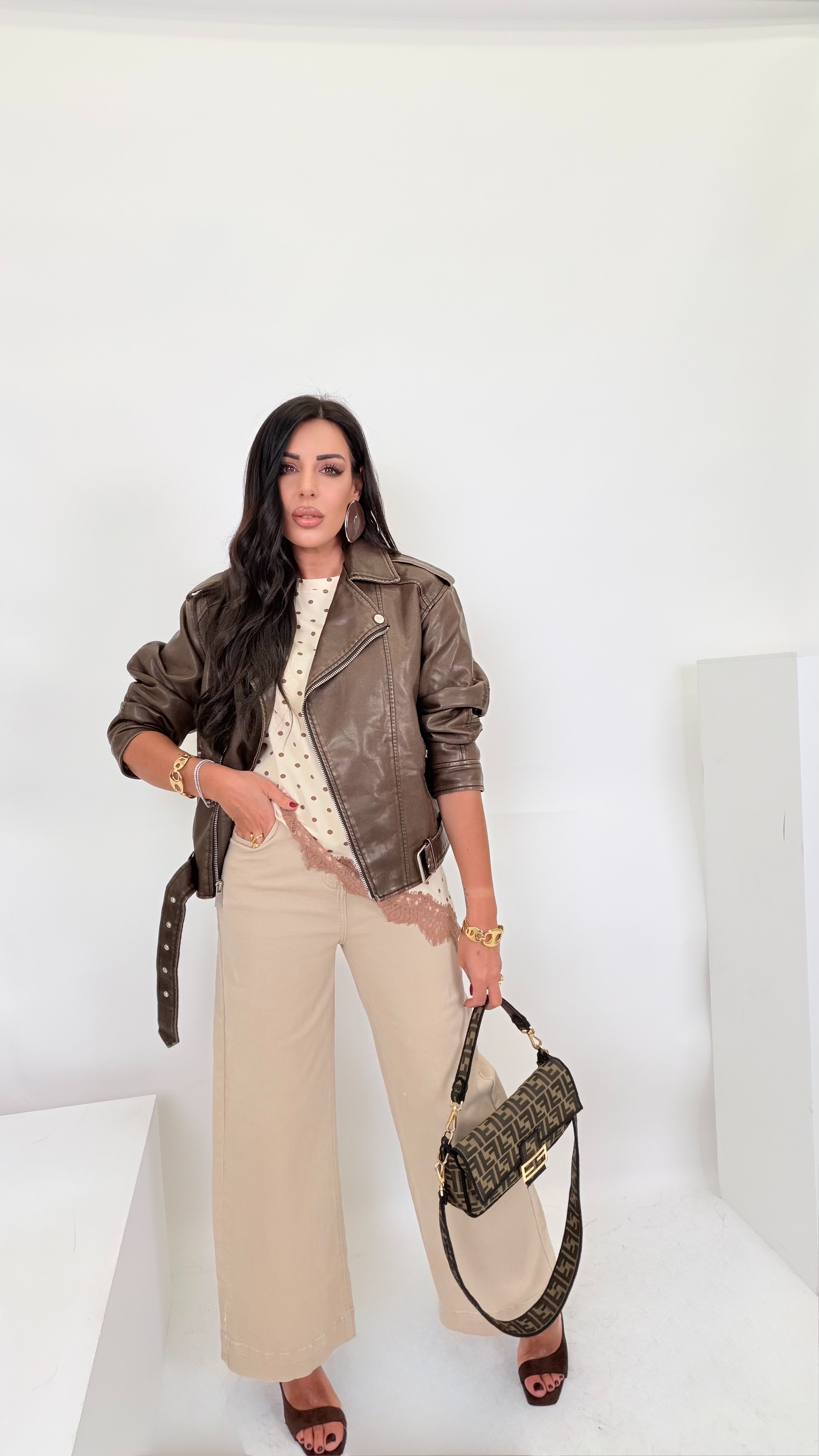 Denim nude con cintura