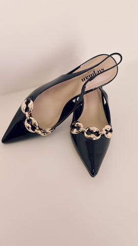 Slingback vernice nera