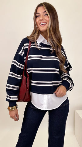 Maglioncino con camicia blue