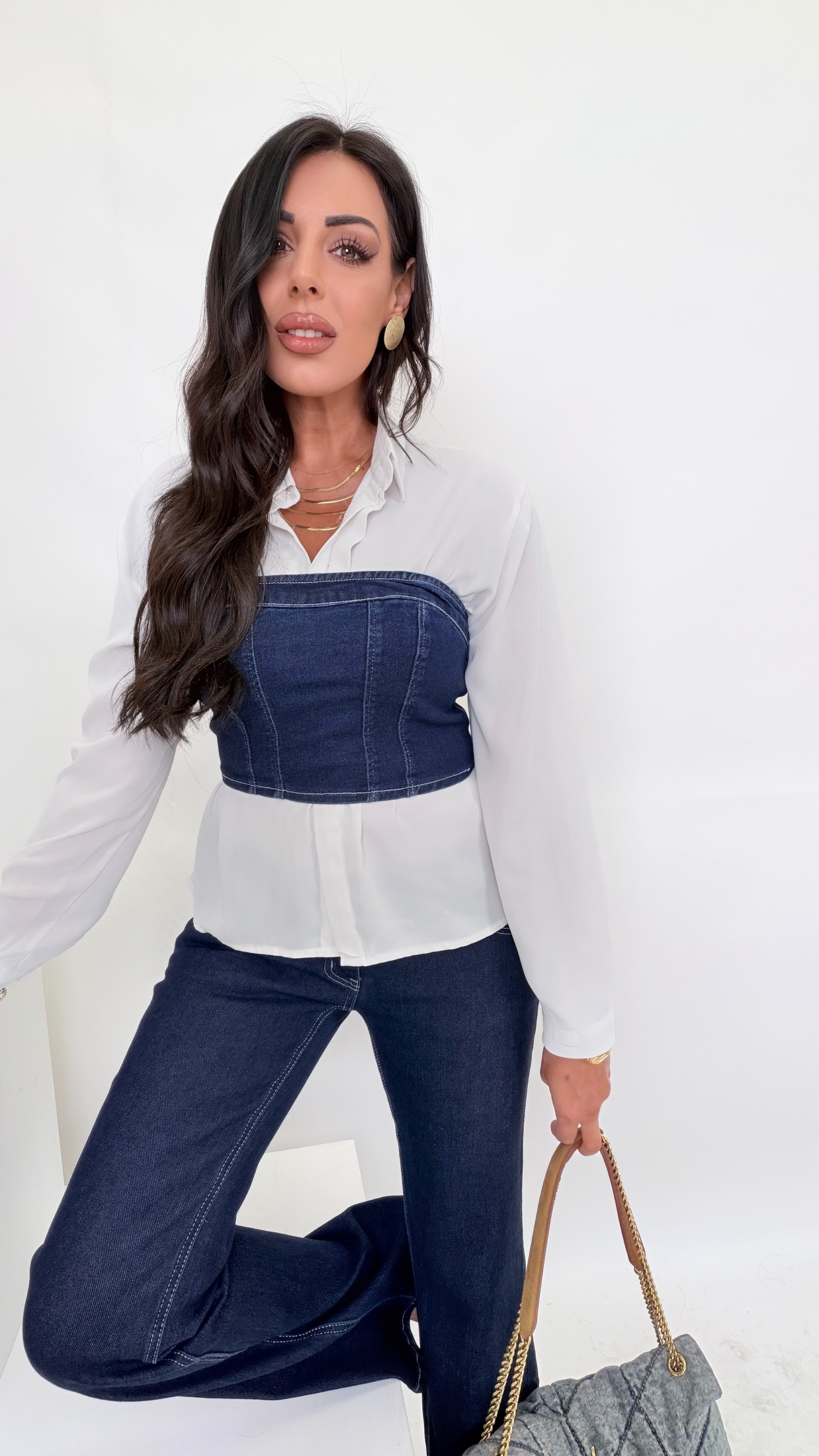 Coordinato denim con top .