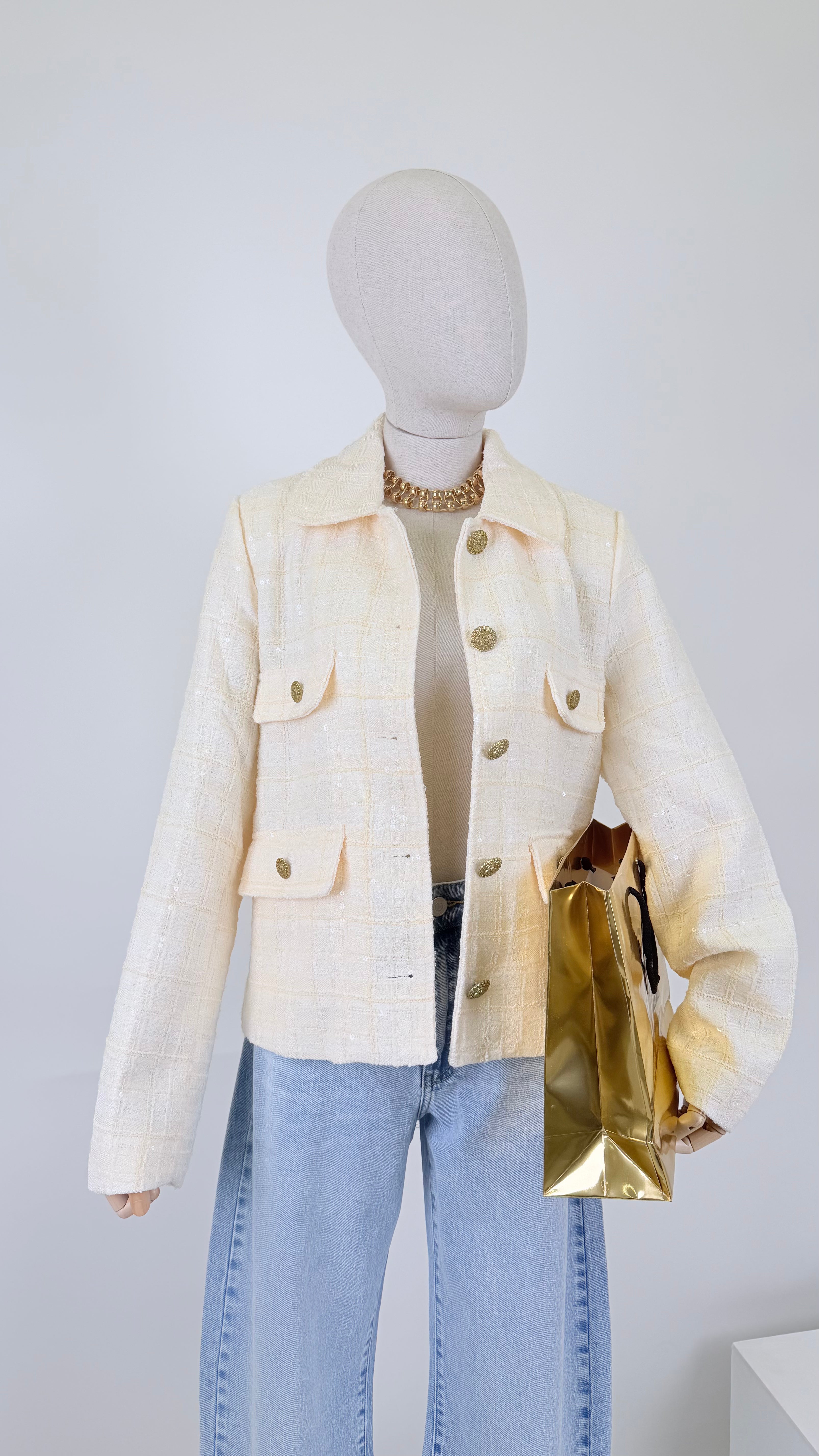 Blazer tweed giallo chiaro