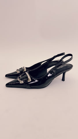 Slingback in vernice black P1430