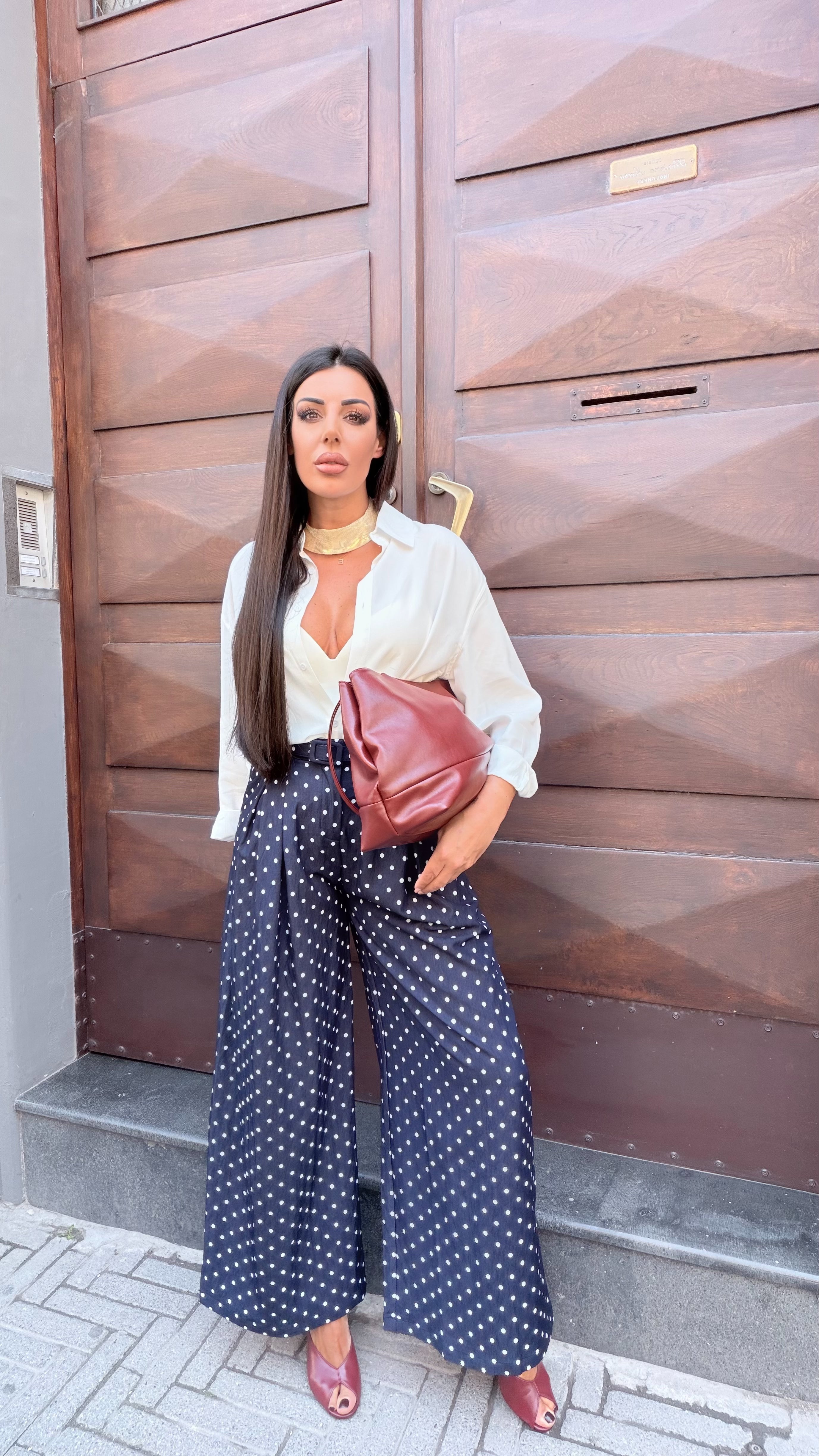 Pantaloni pois blue