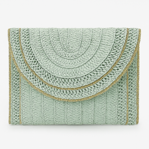 Pochette in rafia verde acqua