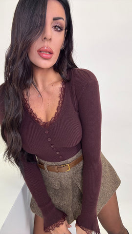 Maglia costine Borgogna