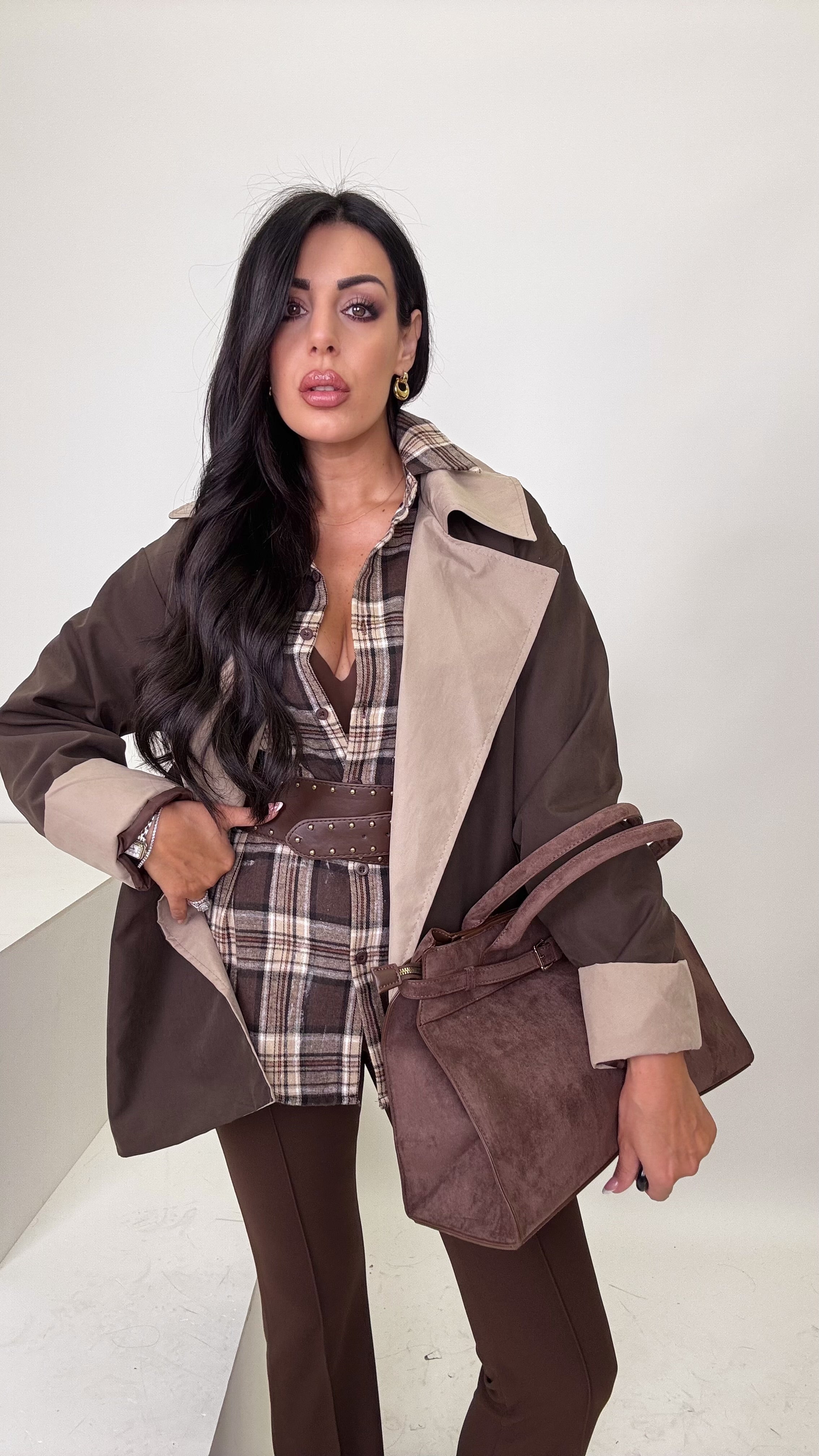 Camicia quadri marrone