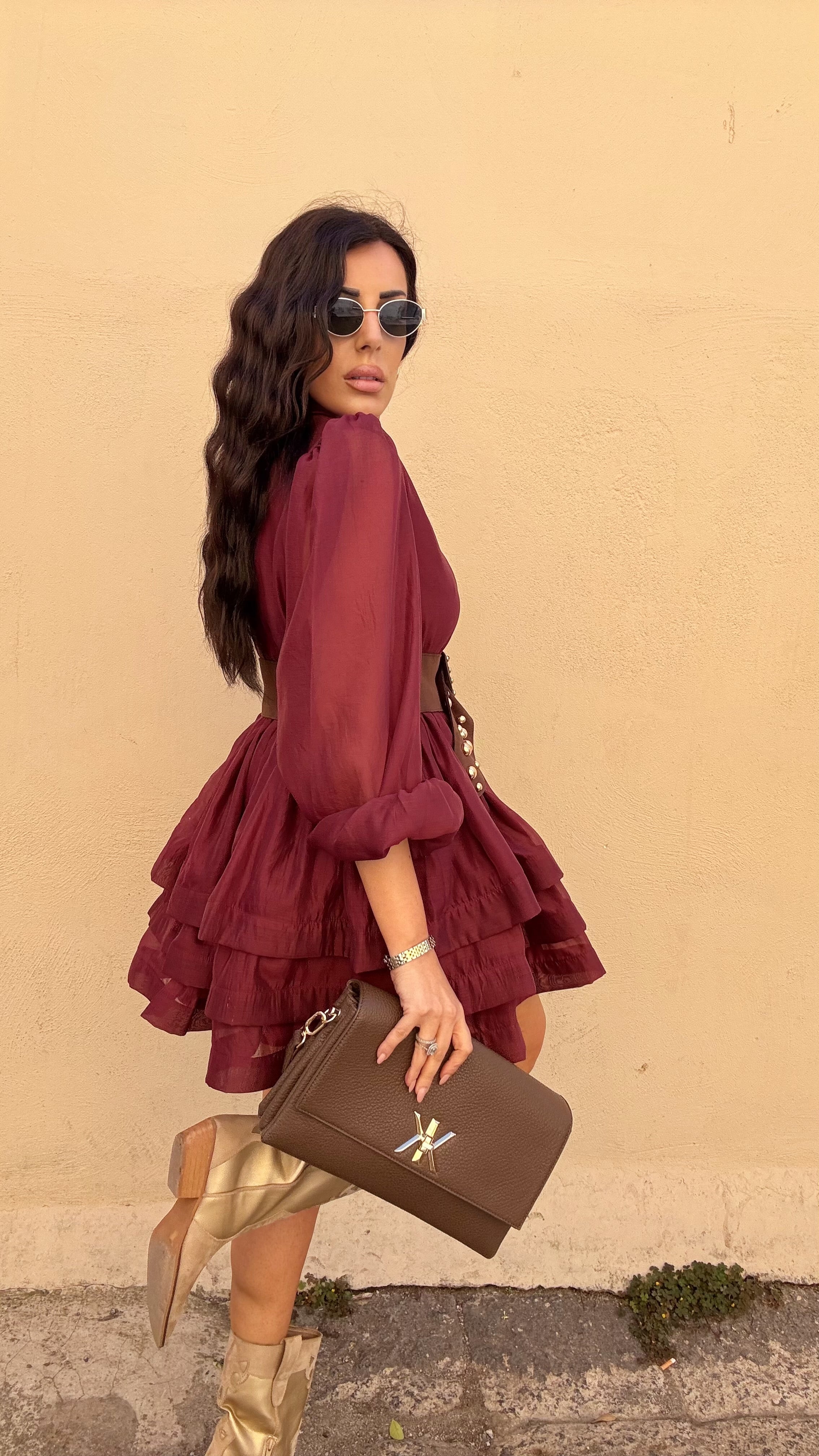Abito chiffon bordeaux