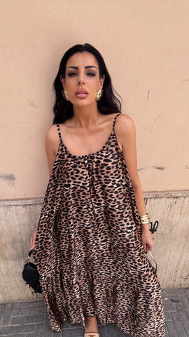 Abito satin animalier