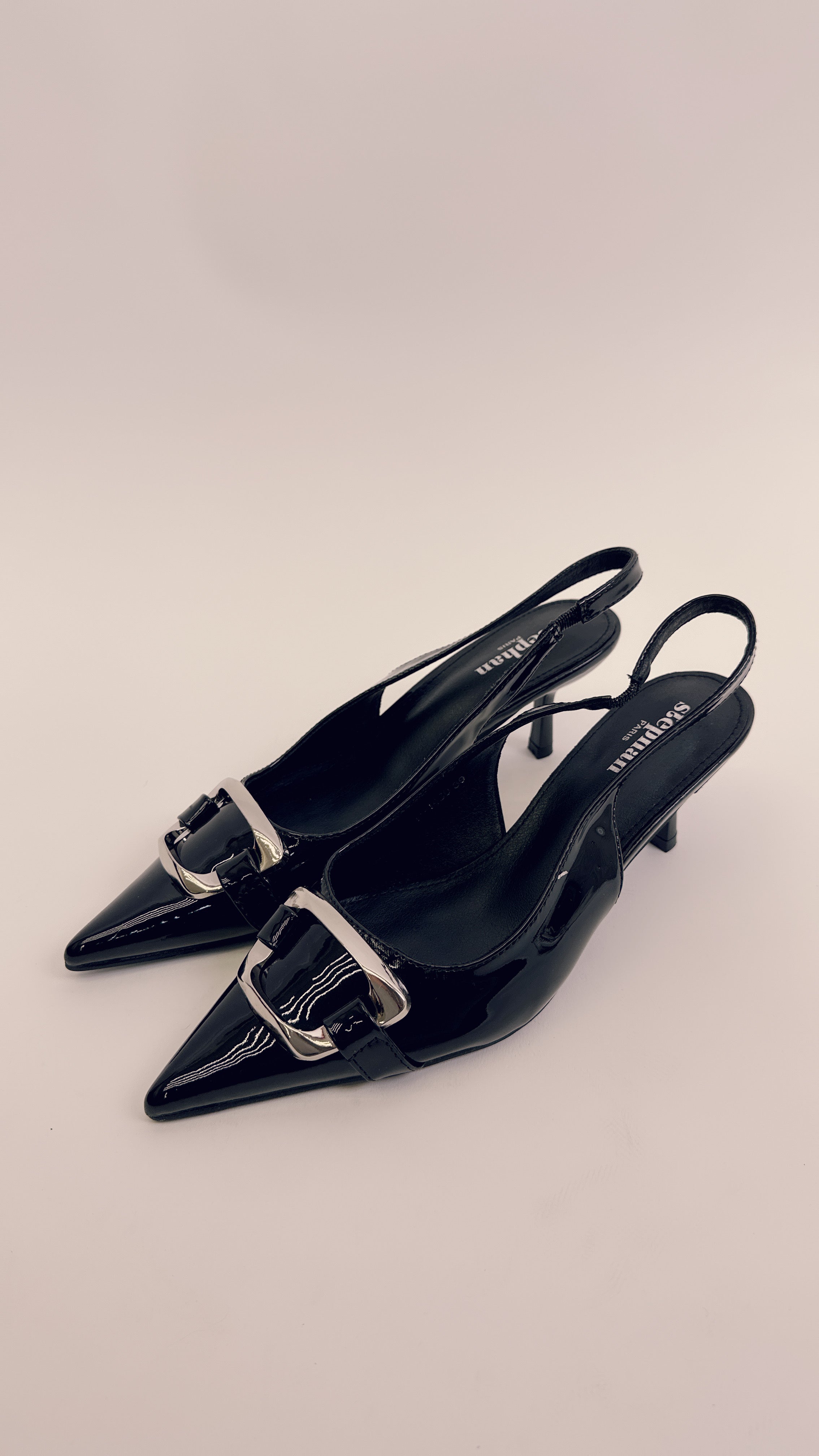 Slingback in vernice black P1430