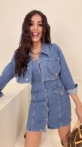 Giubbino crop denim