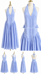 Abito mini quadretti azzurro