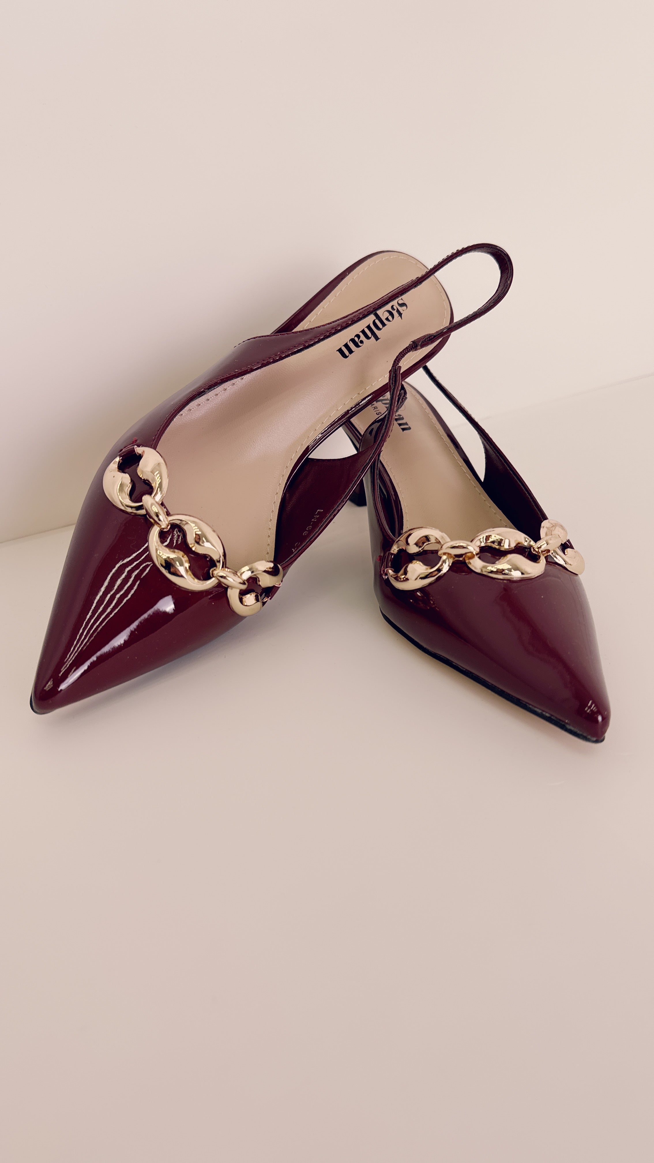 Slingback vernice Borgogna