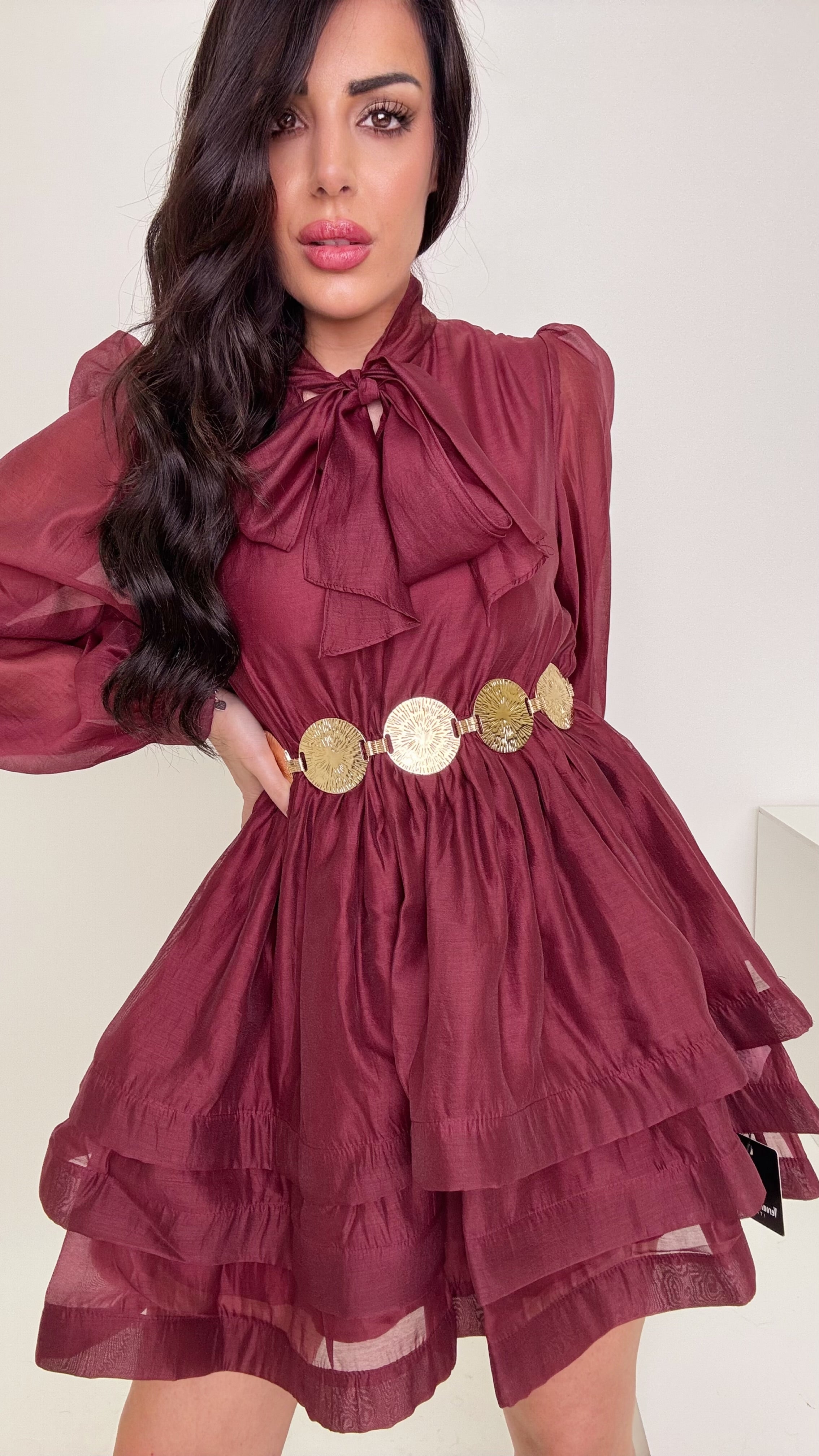 Abito chiffon bordoux