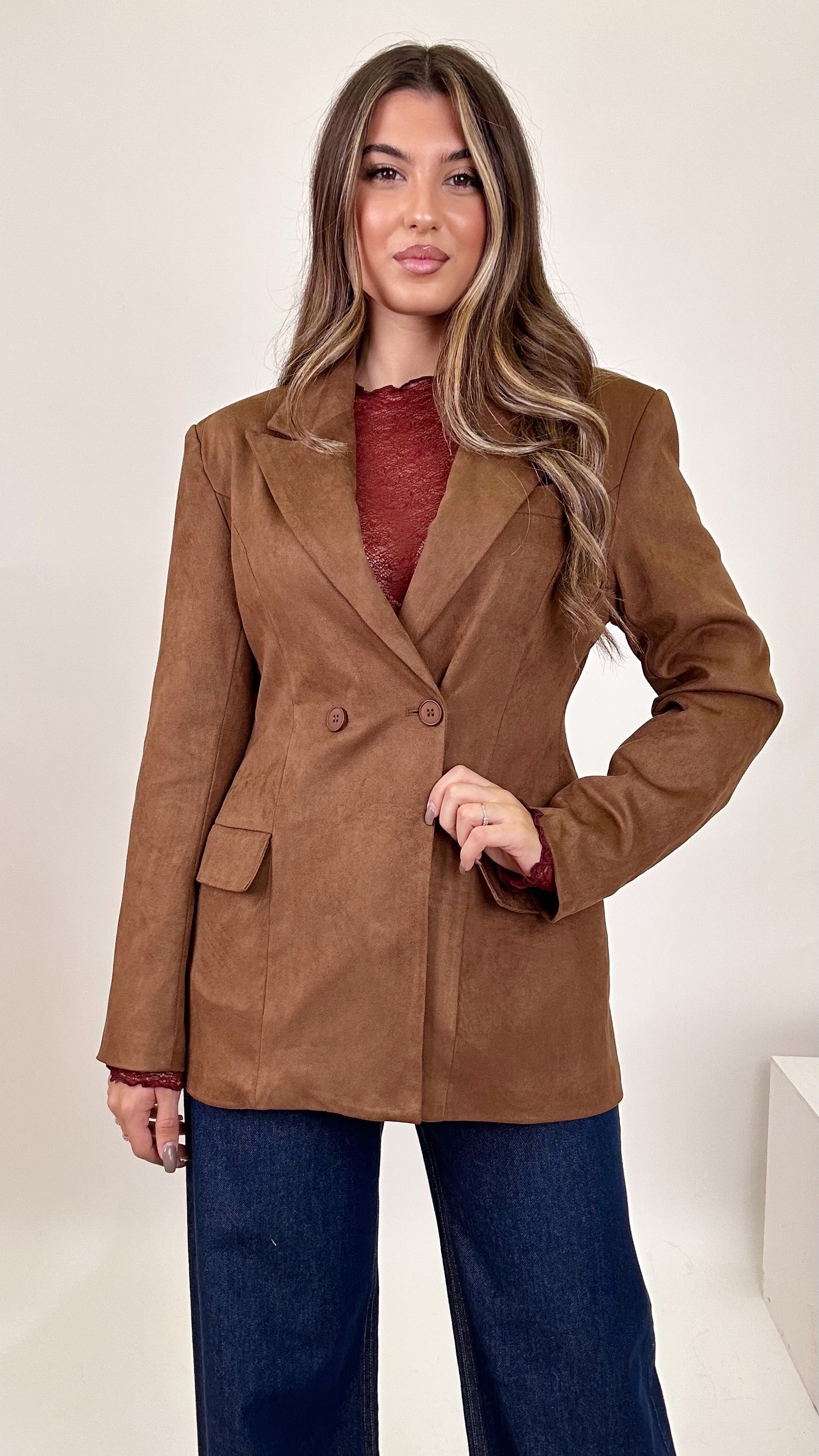 Blazer in renna marrone