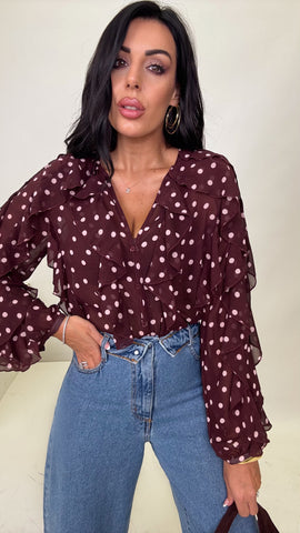Camicia chiffon pois rosa