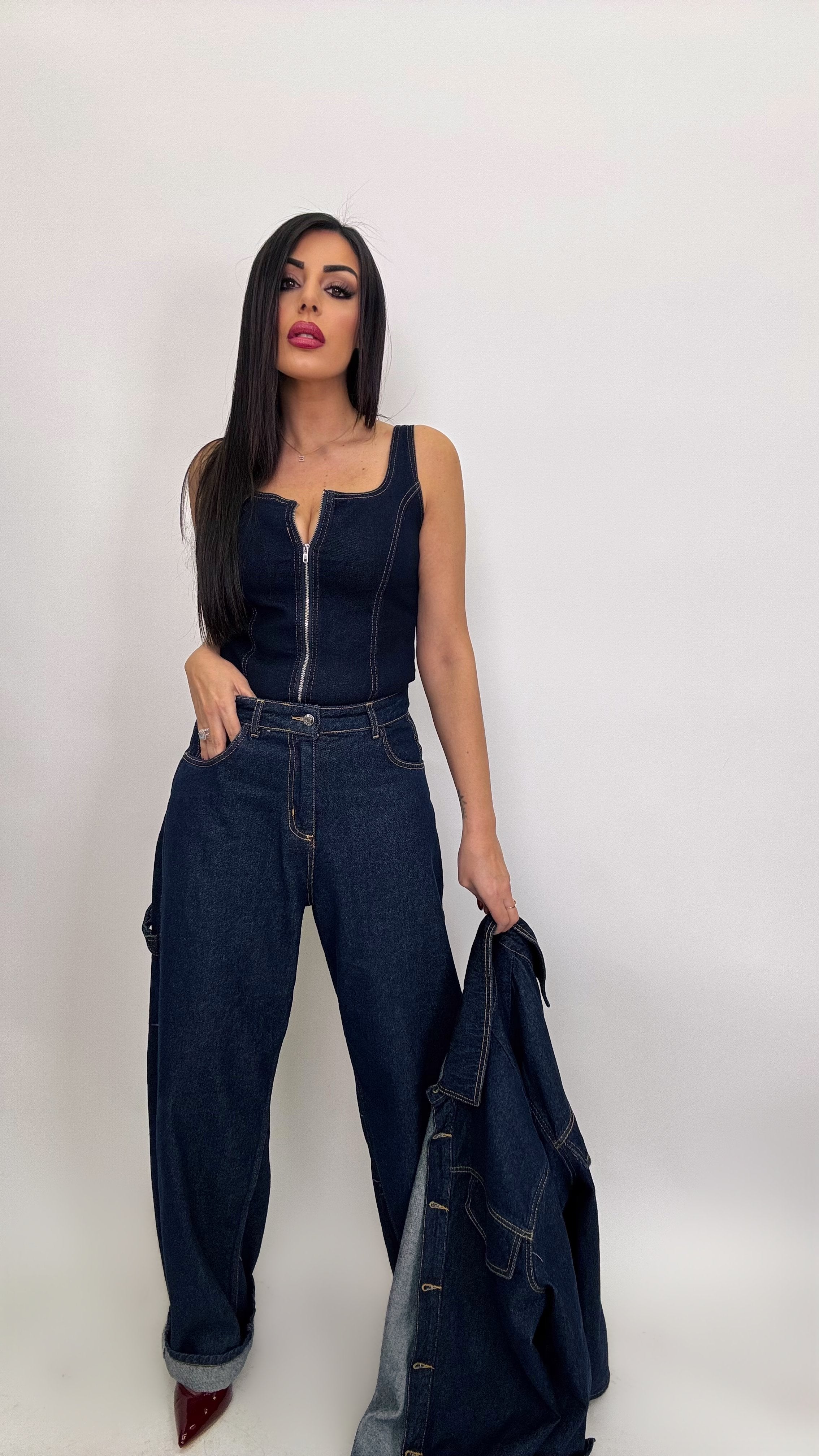 Top in Denim lavaggio zero