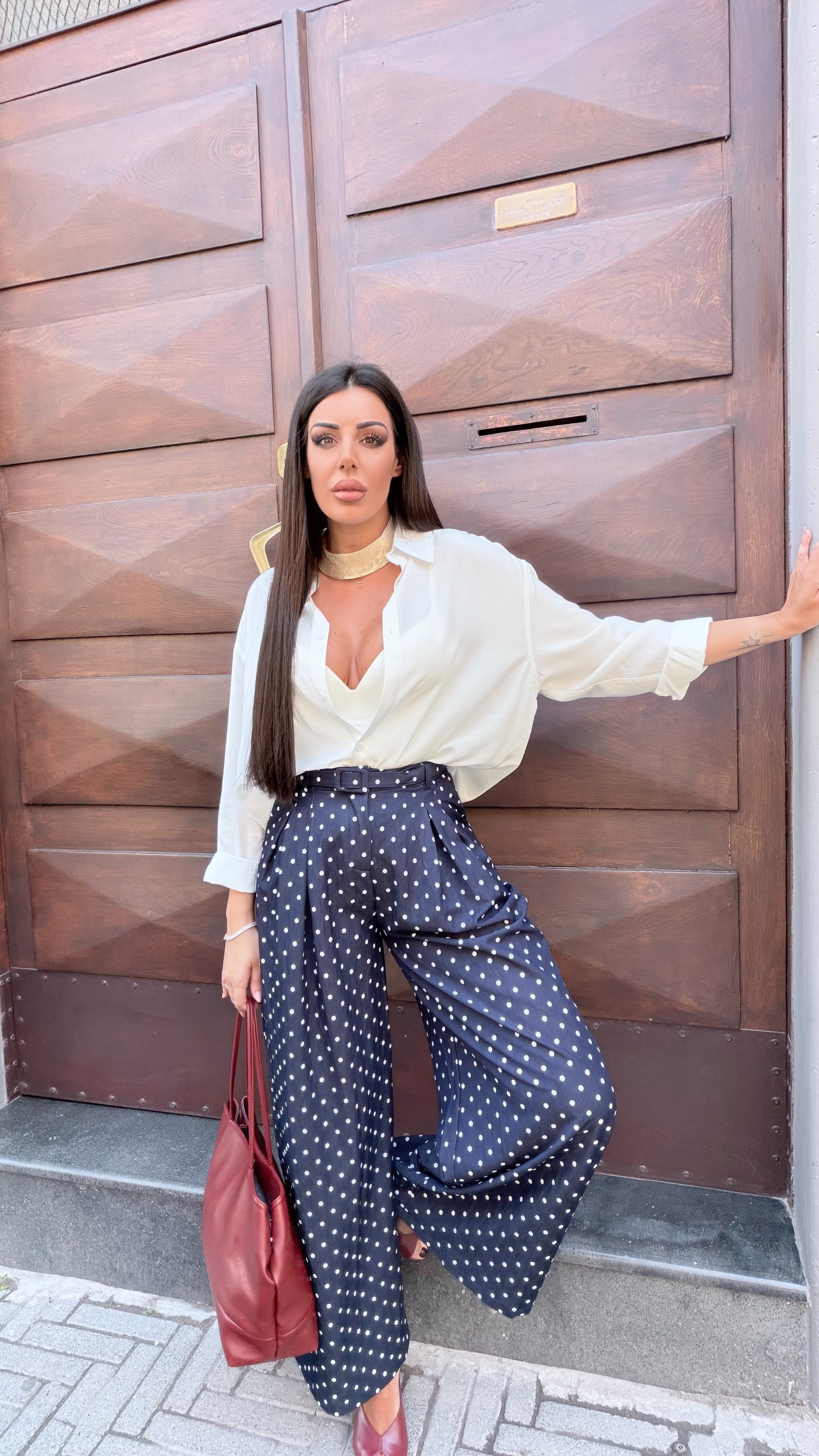 Pantaloni pois blue