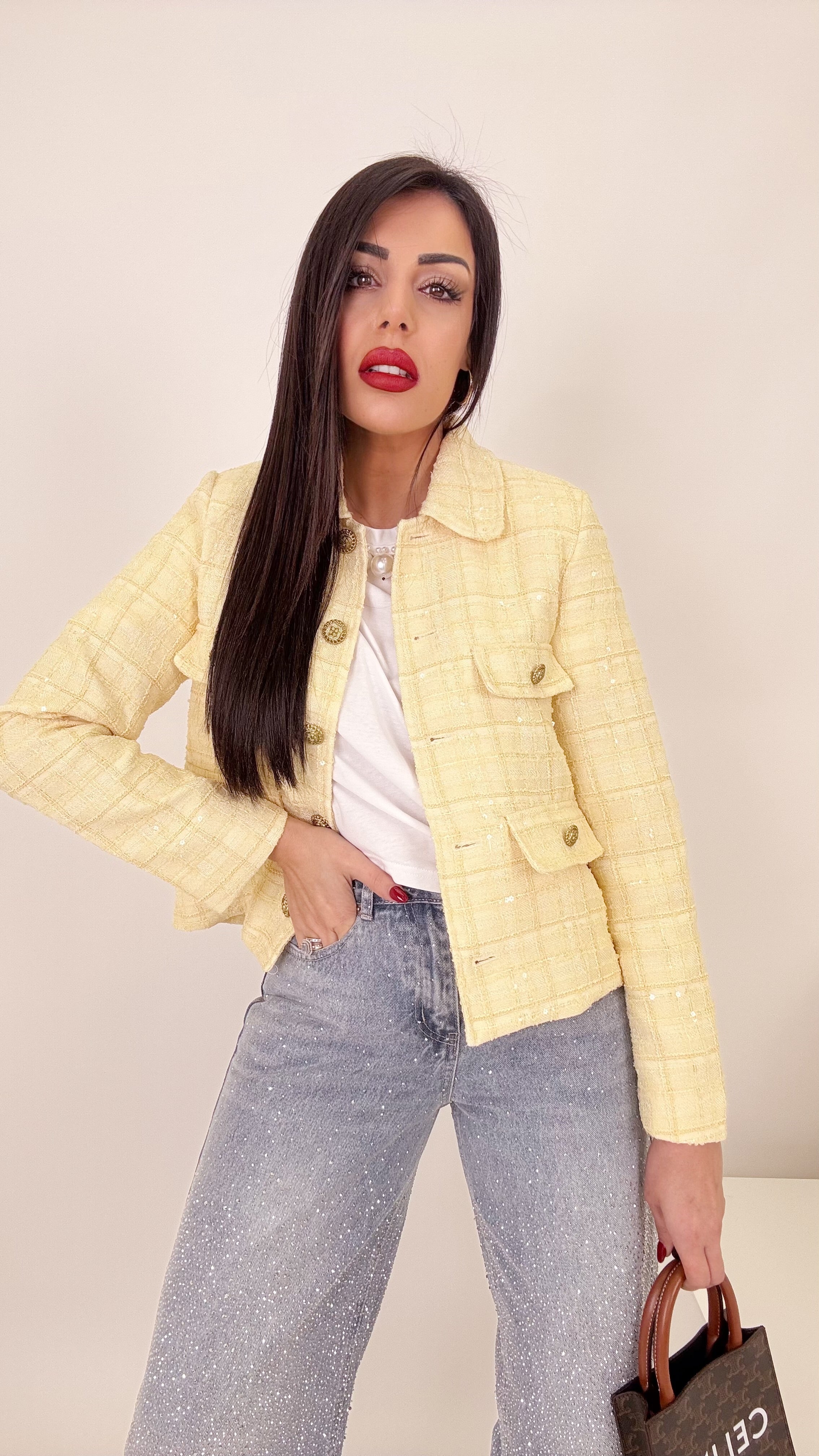 Blazer in tweed giallo