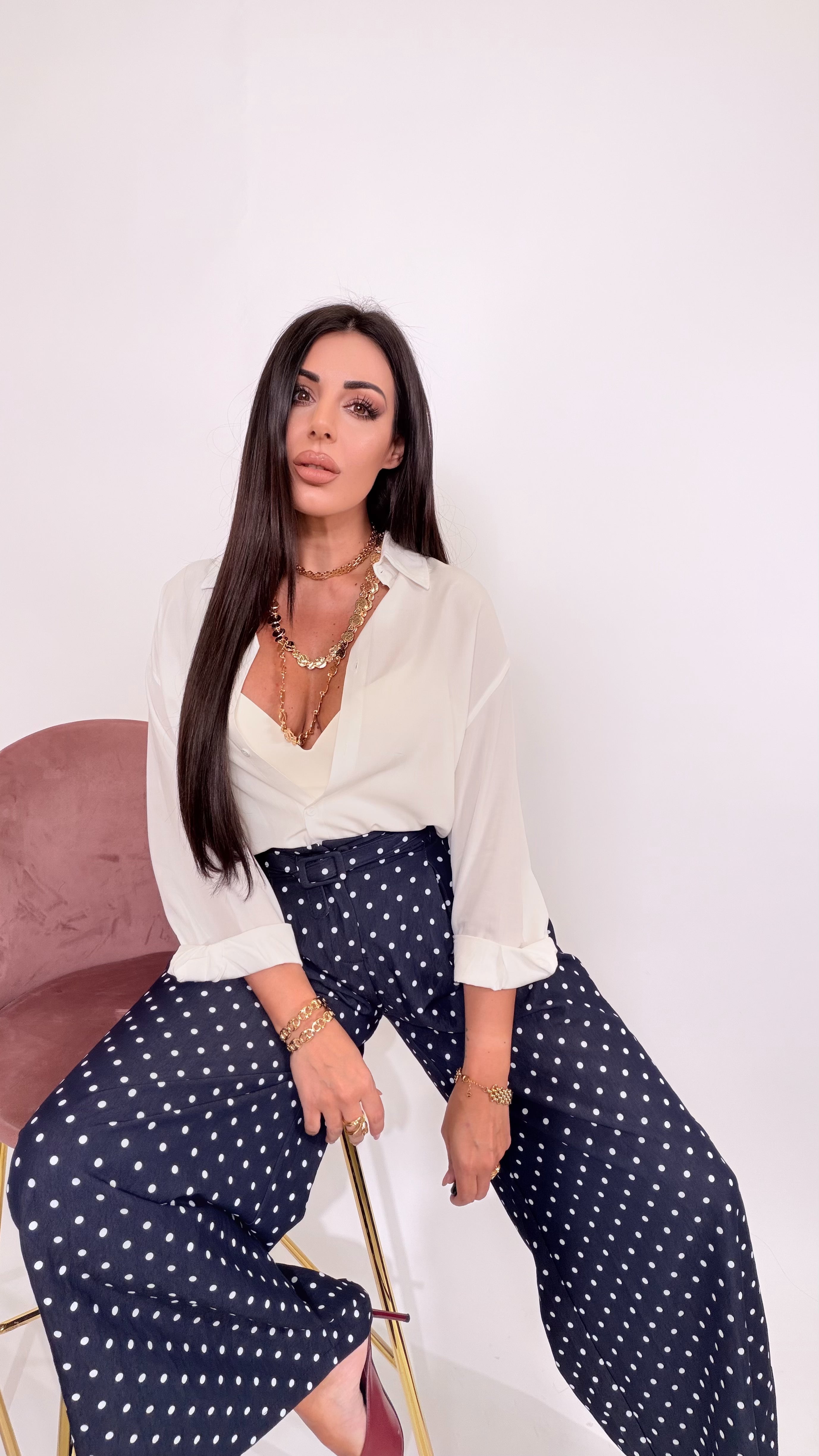 Pantaloni pois blue