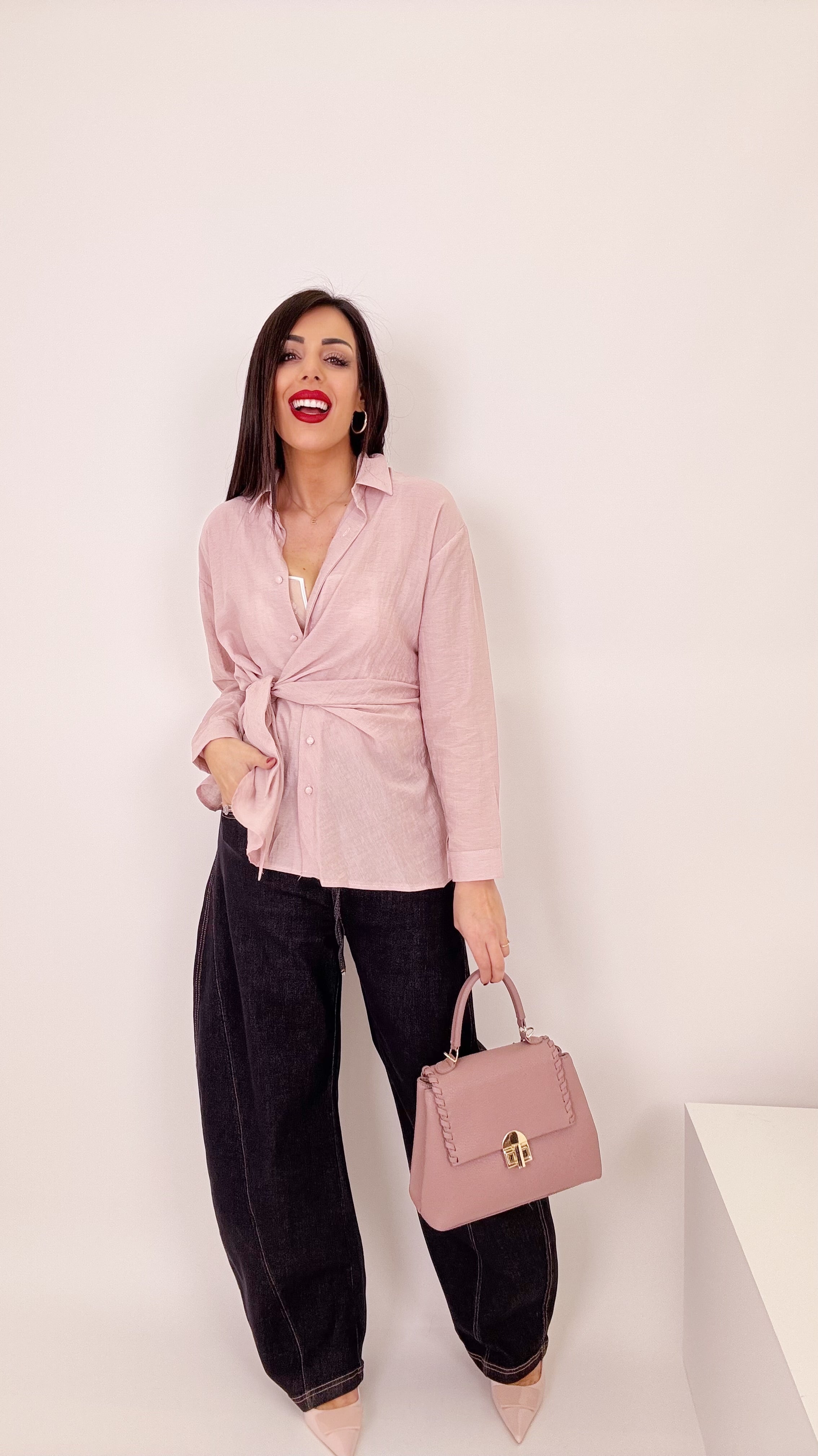 Camicia con nodo pink