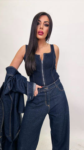 Top in Denim lavaggio zero