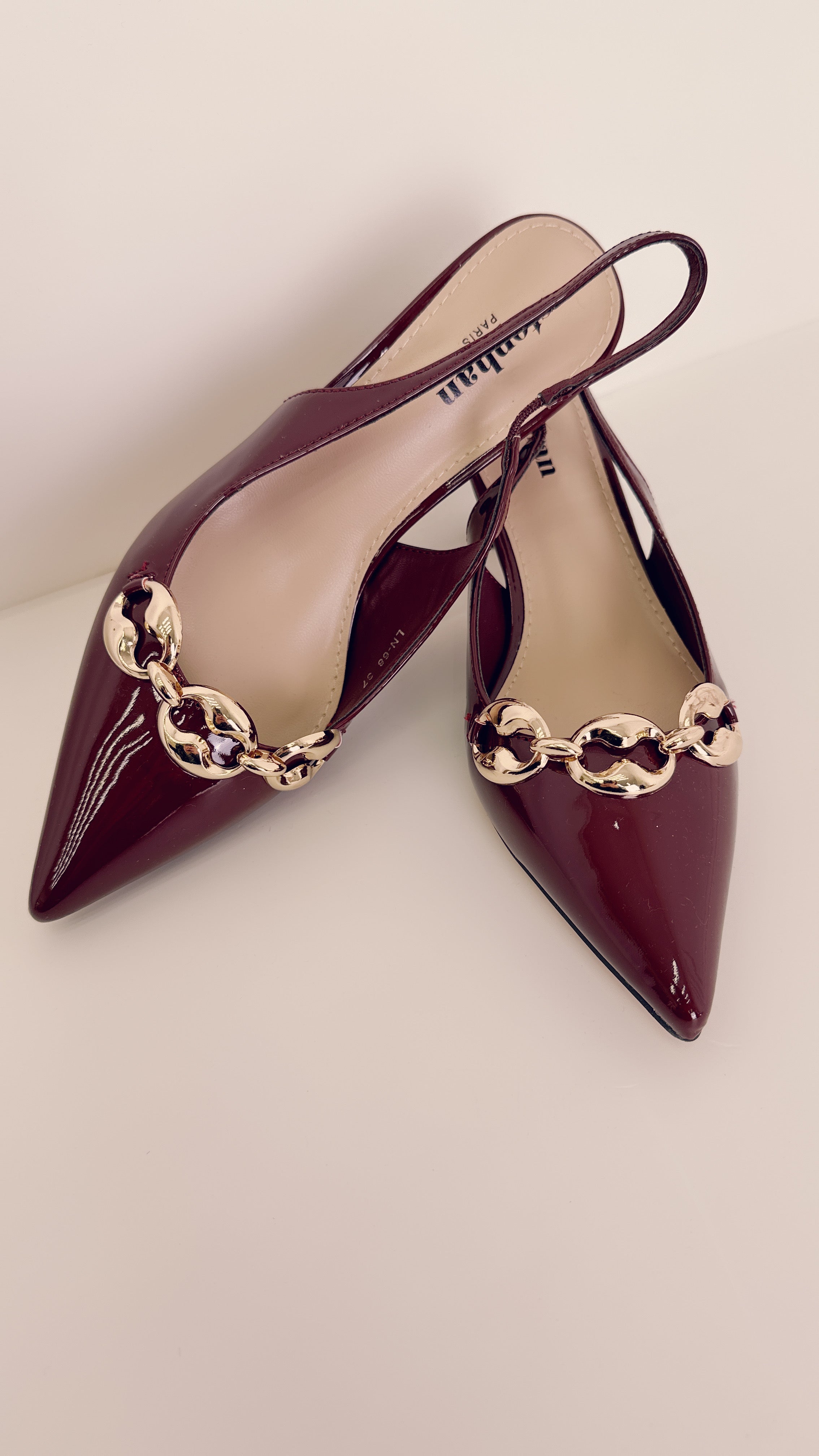 Slingback vernice Borgogna