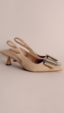 Slingback camoscio beige