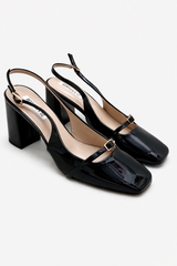Slingback punta quadrata vernice