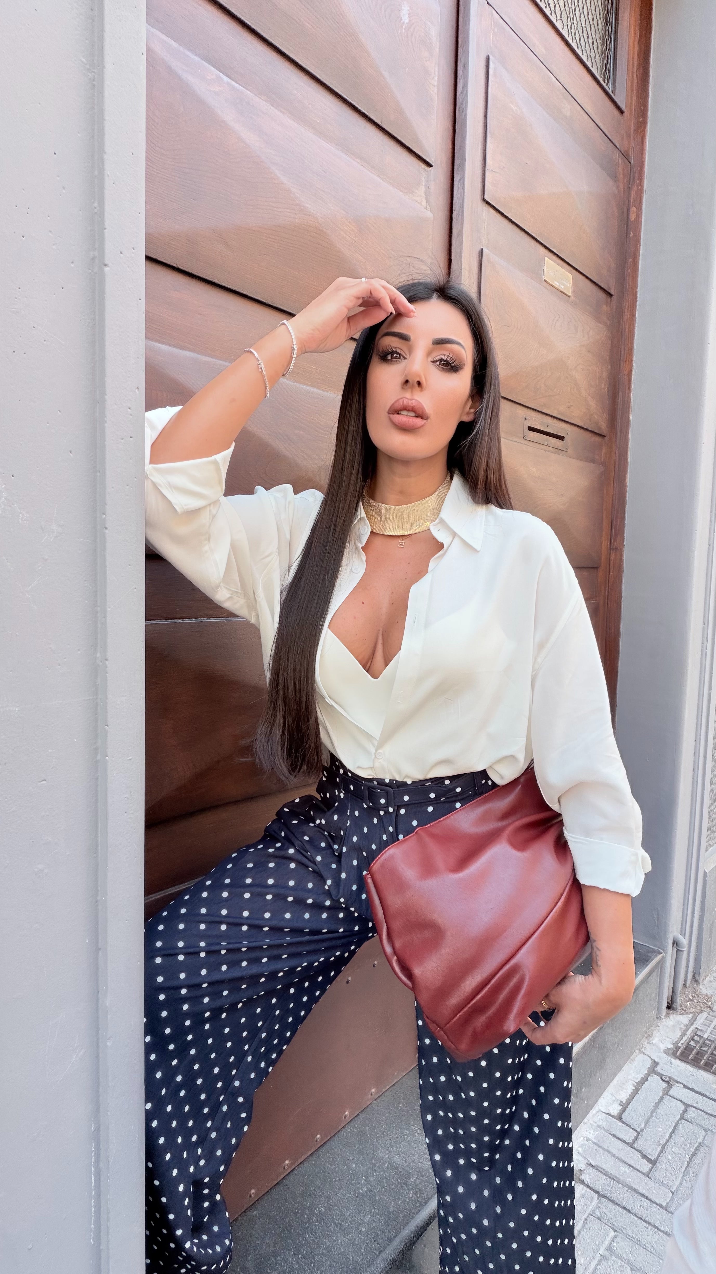 Pantaloni pois blue