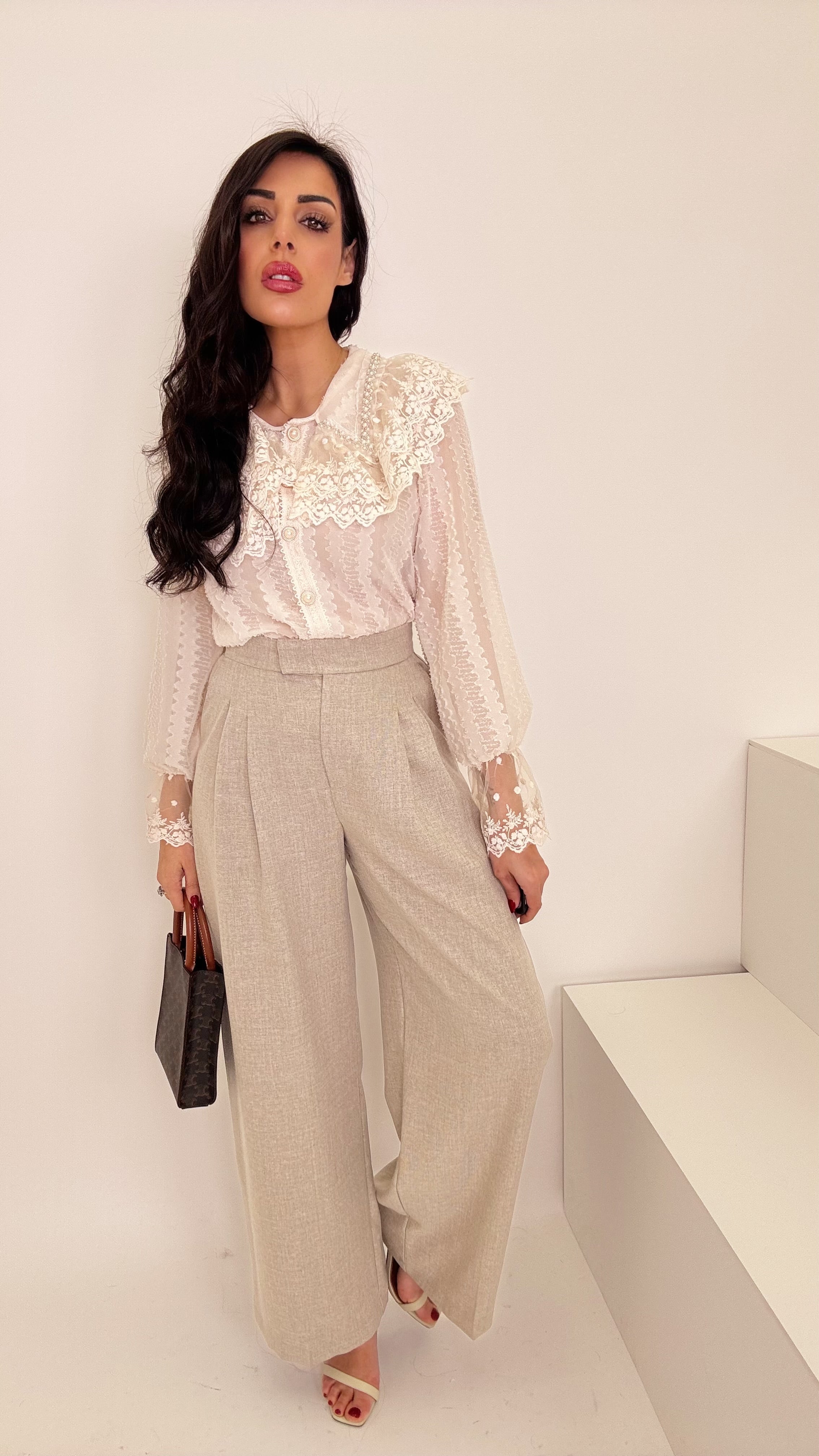 Pantaloni basic gamba palazzo P971