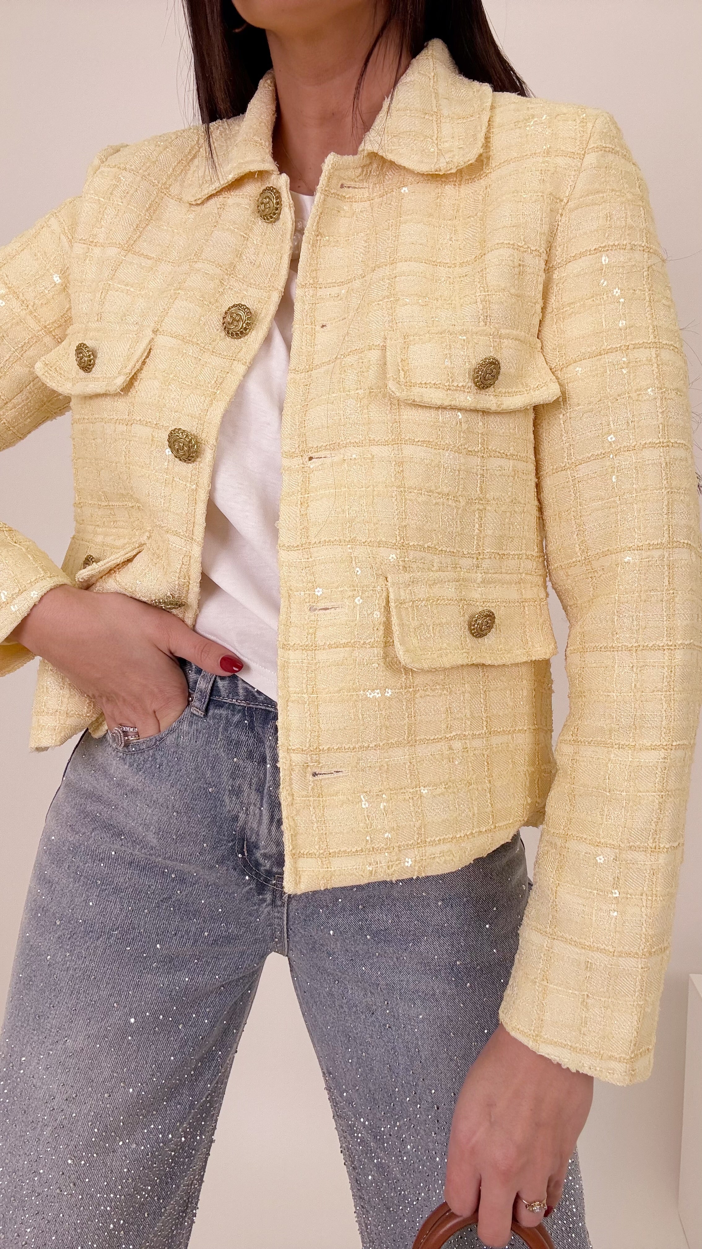 Blazer in tweed giallo