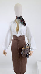 Longuette denim marrone