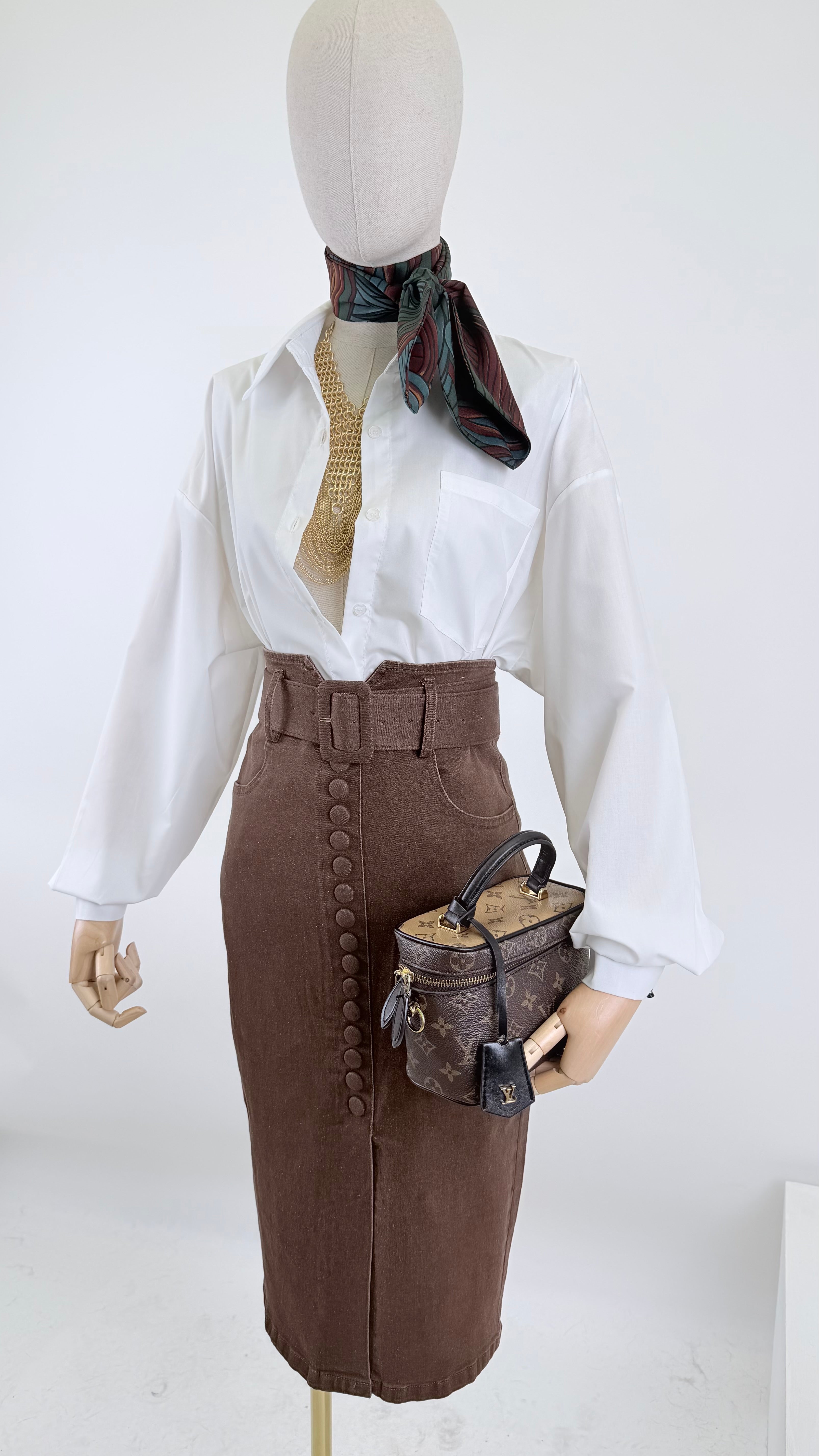 Longuette denim marrone