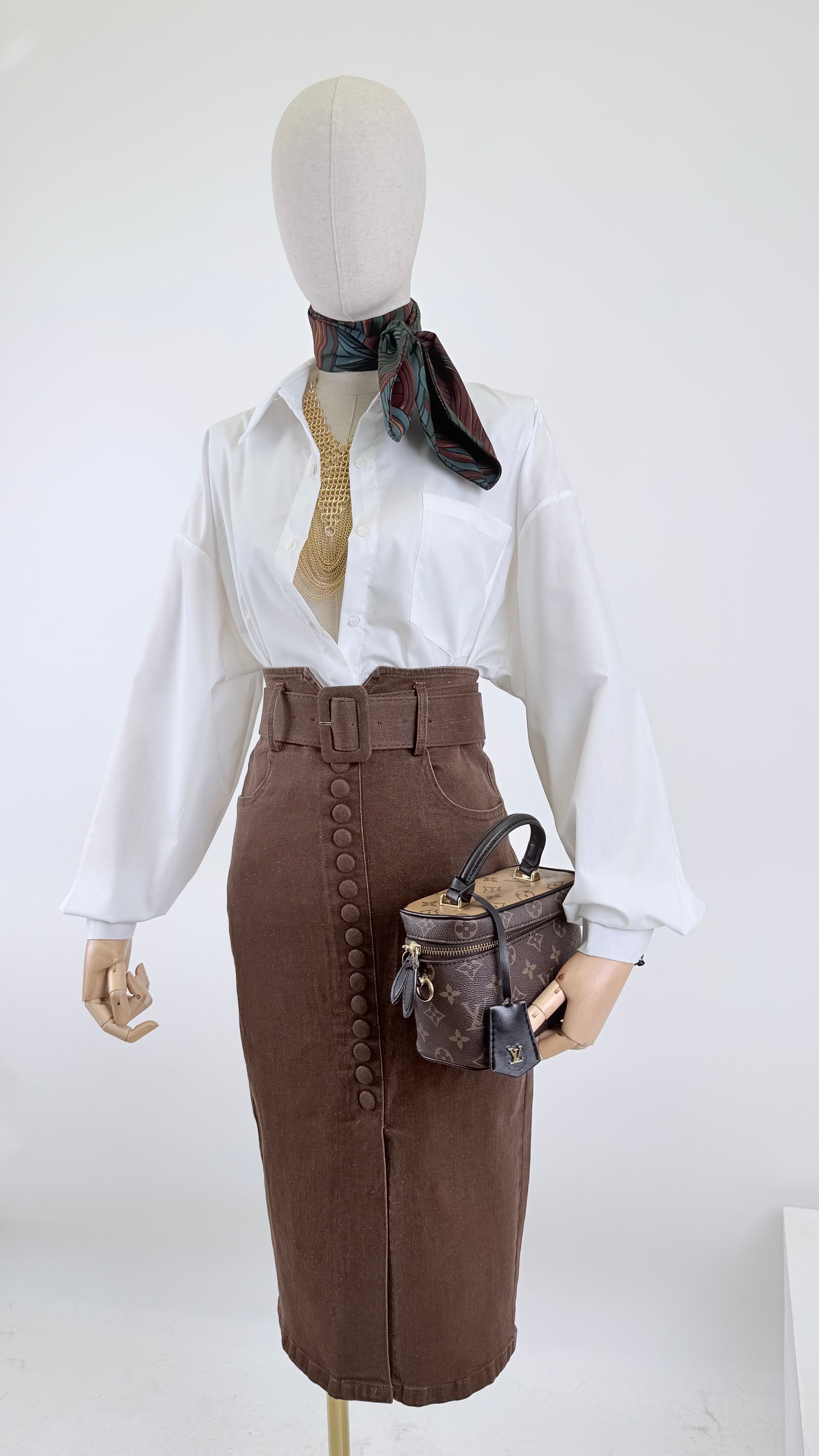 Longuette denim marrone