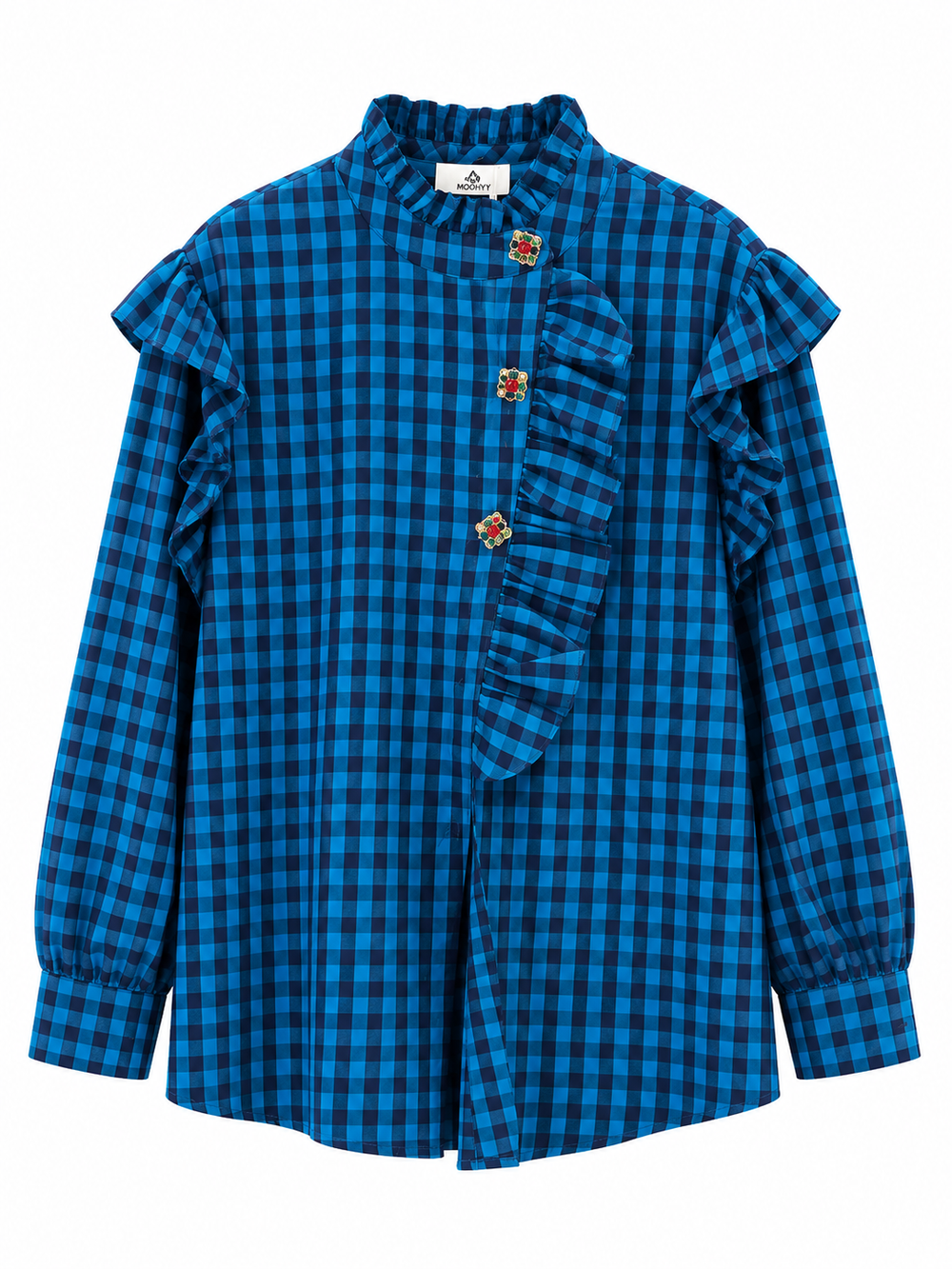 Camicia quadri bottone gioiello