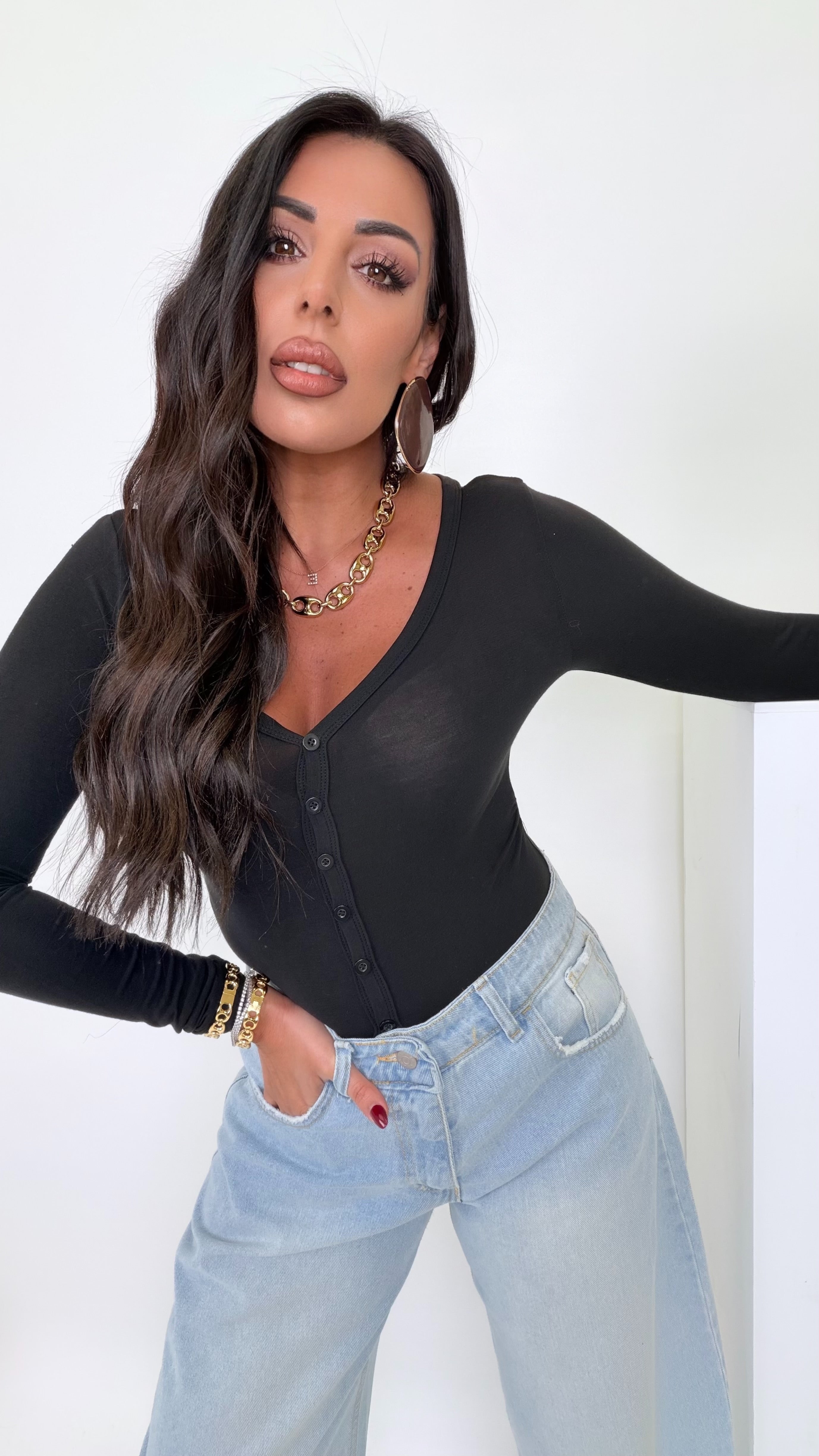 Maglia scollo a V in modal