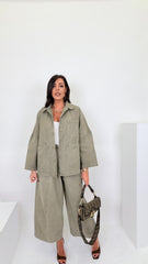 Coordinato verde in denim