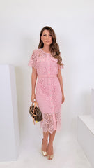 Abito in pizzo classy rosa
