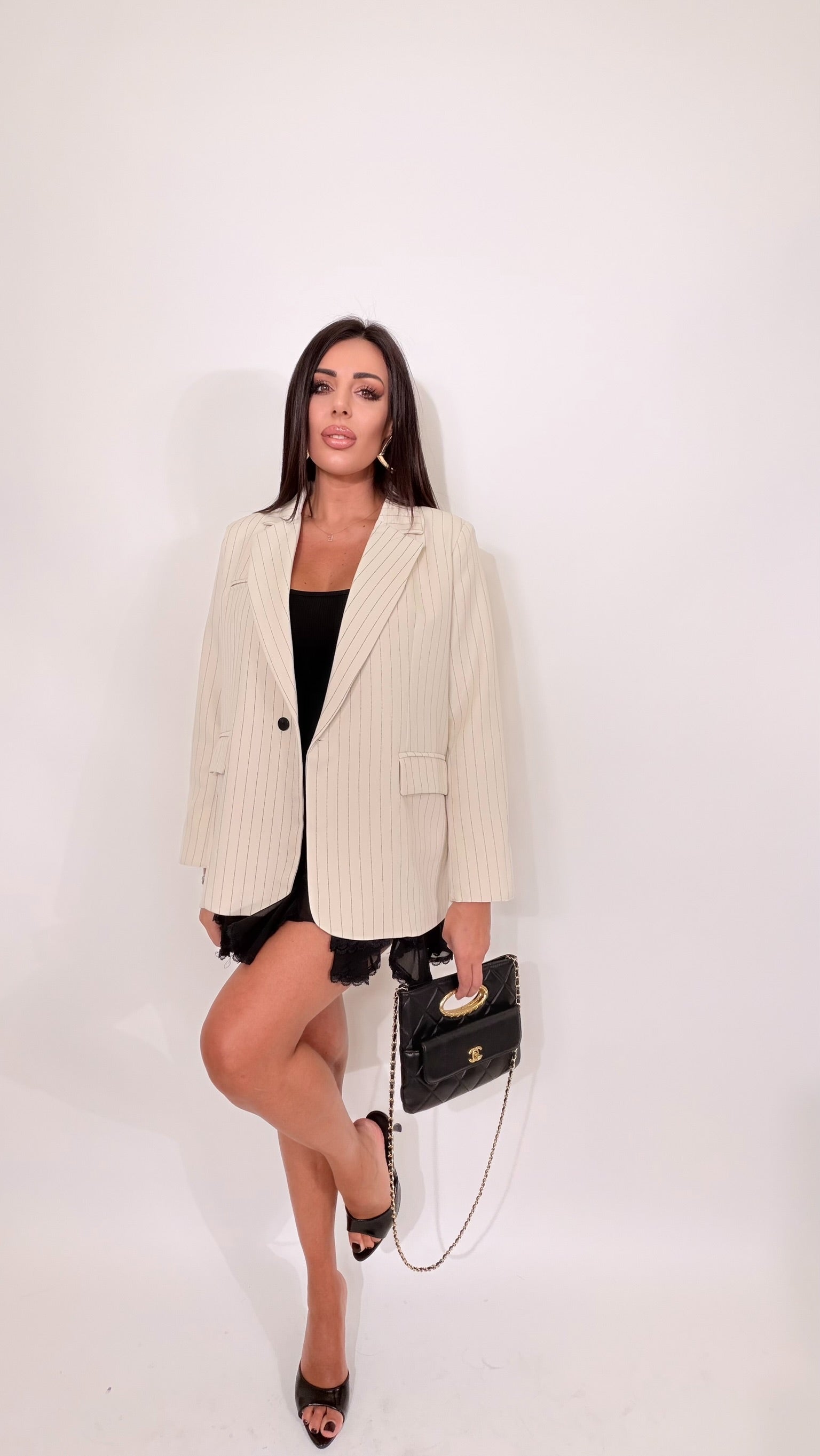 Blazer gessato burro